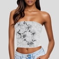 thumbnail image 2 of GNFQXSS Womens Strapless Tank Top Floral Print Slim Sleeveless Crop Top Stretchy Comfy Casual Daily Party Top Multicolor L, 2 of 7