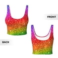 thumbnail image 6 of Goofa Colorful Glitter Printed Sports Bras for Women, High Impact Running Bra Workout Crop Tank Tops Longline Sports Bra Push up-Medium, 6 of 9