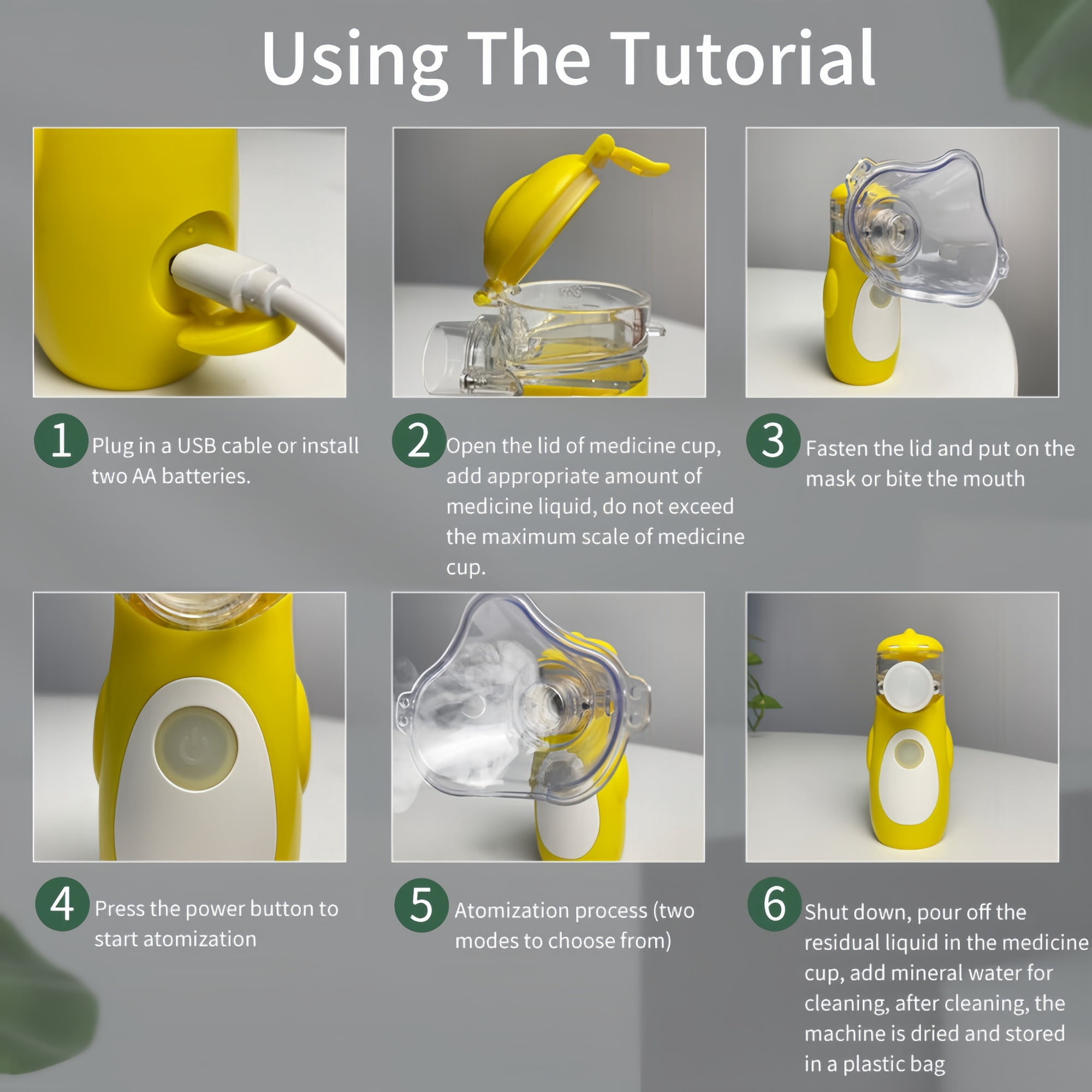 Ziqing Handheld Ultrasonic Steam Inhaler,Cool Mist Breathing Humidifier for Adults & Kids