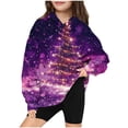 thumbnail image 2 of Kids Print Pullover Hoodies Christmas Children's Shirt Long Sleeved Pattern T-shirt Printed Round Neck Short Top Boys and Girls Aged Hooded Sweatshirt Purple 9 Years, 2 of 3