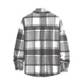 thumbnail image 3 of WTOBBY Men's Flannel Shirts Button-Down Plaid Shirt Long Sleeve Collared Jacket, Casual Fashion Shacket for Relaxed and Retro Styling, Soft and Comfortable,Light Gray S, 3 of 4