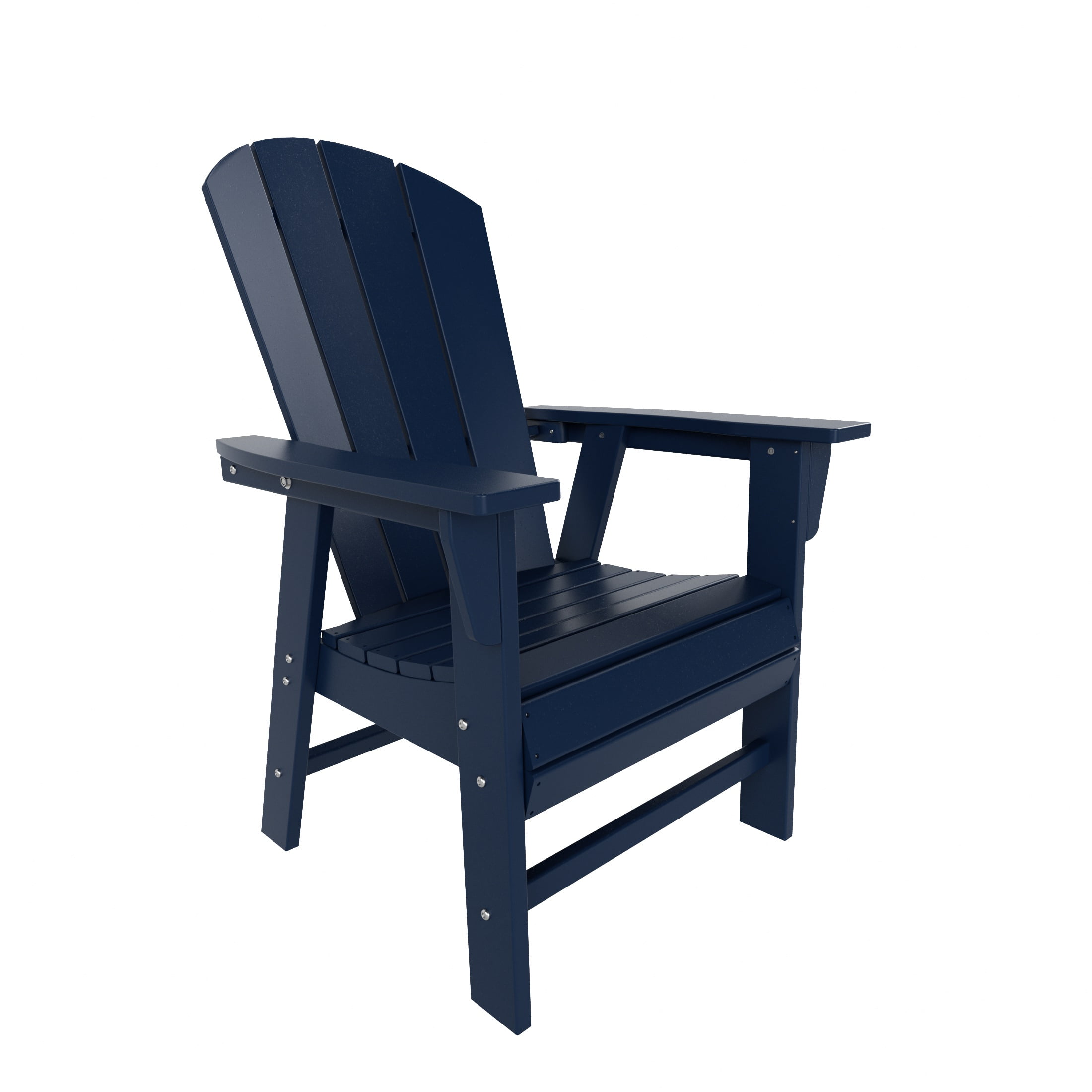 WestinTrends Malibu 5 Piece Adirondack Outdoor Dining Set, All Weather Poly Lumber Patio Table and Chairs Furniture Set, 43" Trestle Square Dining Table and 4 Adirondack Dining Chair, Navy Blue