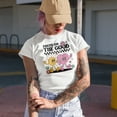 thumbnail image 2 of Focus on the Good, Retro Heart & Flowers Art Merch Gift, Baby Blue T-Shirt, Small, 2 of 5