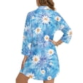 thumbnail image 2 of Xixirimido Daisy Blue Tie-dye Print Women's Casual Beach Cover Up Shirt Dress Long Sleeve Button Down Swimwear Cover Up with Side Slits and Curved Hem, Size S, 2 of 7
