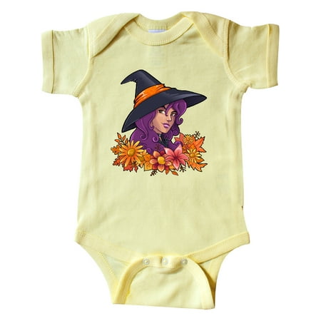 

Inktastic Witch with Autumn Flowers and Leaves Gift Baby Boy or Baby Girl Bodysuit