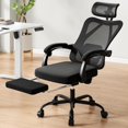thumbnail image 5 of BISHE Ergonomic Office Chair with Footrest & Adjustable Headrest, Reclining Computer Chair with Customizable Lumbar Support, Breathable Mesh Back & Seat, 360° Swivel Wheels, Black, 5 of 8