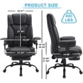 thumbnail image 2 of Reclining Office Chair with Footrest, Ergonomic Leather Computer Executive Chair with Wheels, Recliner Office Desk Chairs, 400LB Big and Tall Office Chair with Lumbar Support for Home Office,Black, 2 of 7
