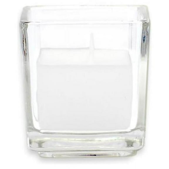 White Citronella Square Glass Votive Candles -12pc-Box