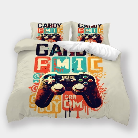 Duvet Cover Set Teen Adult Fashion Bedspreads Bedroom Decor Gamepad Printed Bed Set,Queen (90"x90")