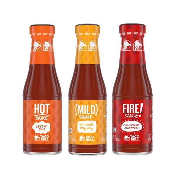 Taco Bell Hot Mild Fire Sauce Variety Pack 3 Ct 7 5 Oz Bottles Walmart Com Walmart Com