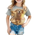 thumbnail image 2 of FAOWME Toddlers Kids Girls T Shirt Short Sleeve Round Neck Cartoon Print Comfortable Breathable Top For Casual Daily Wear,Multicolour,6-7 Years, 2 of 6