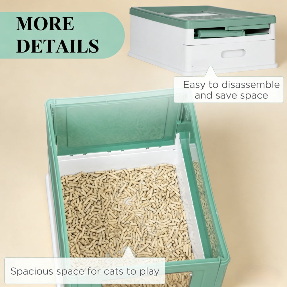 Stainless Steel Enclosed Cat Litter Box, Large Durable Pet Toilet with Enclosure for Cats  LJH