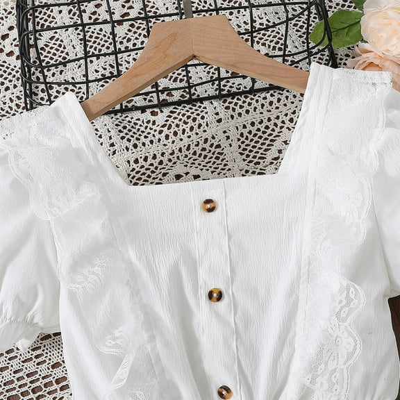 Gubotare Girls Clothes Girls Tops Girl's Short Sleeve Graphic T shirt Collection (White,8-9 Years)