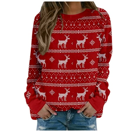 

Pianpianzi Cotton Scrub Tops Women Plain Blouses Women Womens Shirt Pack Women s Christmas Print Long-sleeved Sweatshirt Casual Blouse Pullover