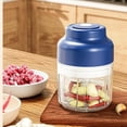 thumbnail image 5 of Cordless Food Chopper, Electric Garlic Crusher & Vegetable Slicer, Rechargeable Mini Food Processor for Onion, Herb, Nut, Stainless Steel Blades, Compact Kitchen Gadget (Blue)DSF, 5 of 6