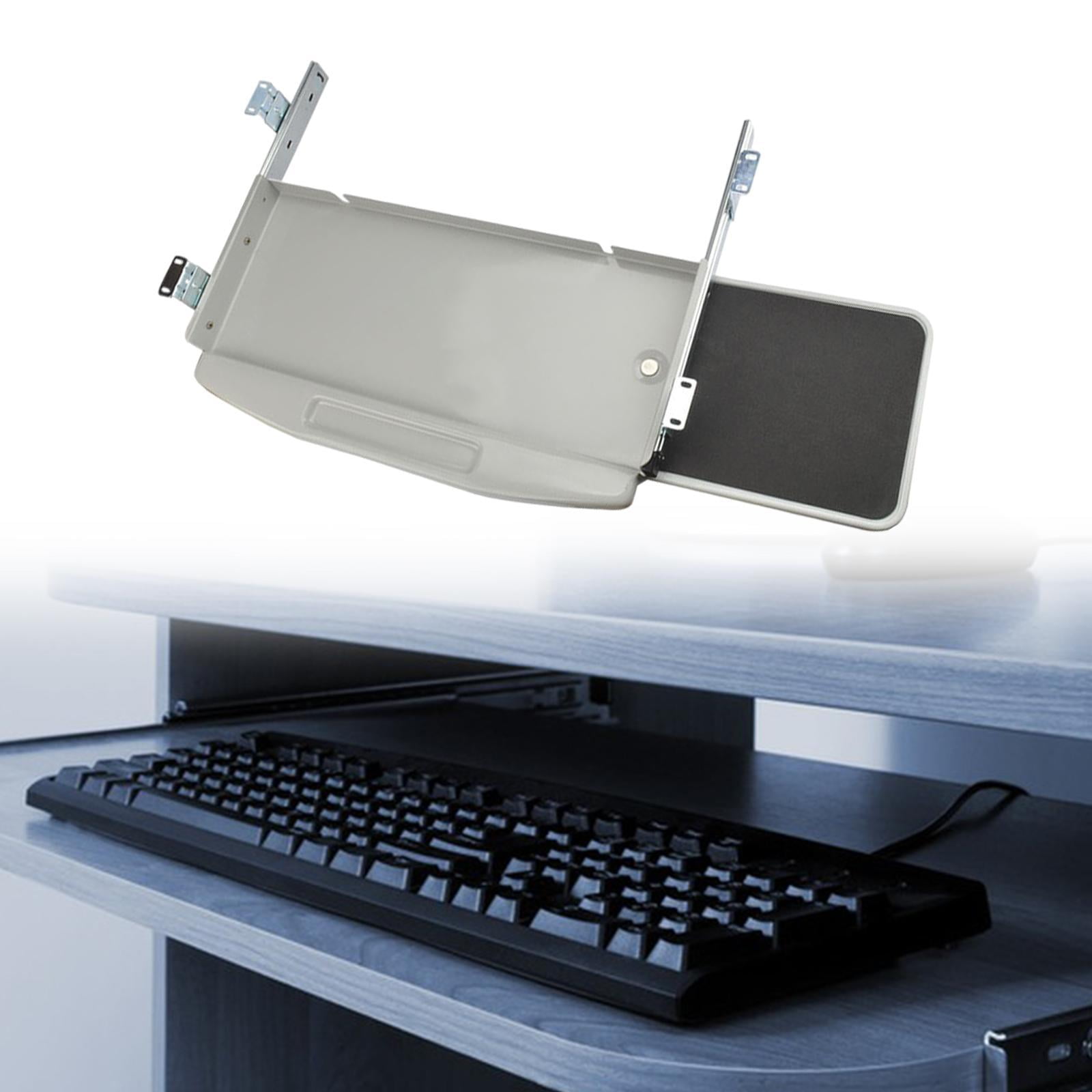 LeeQinersw Keyboard Tray Under Desk Pull Out Easy Installation Keyboard Holder with Folding Gray