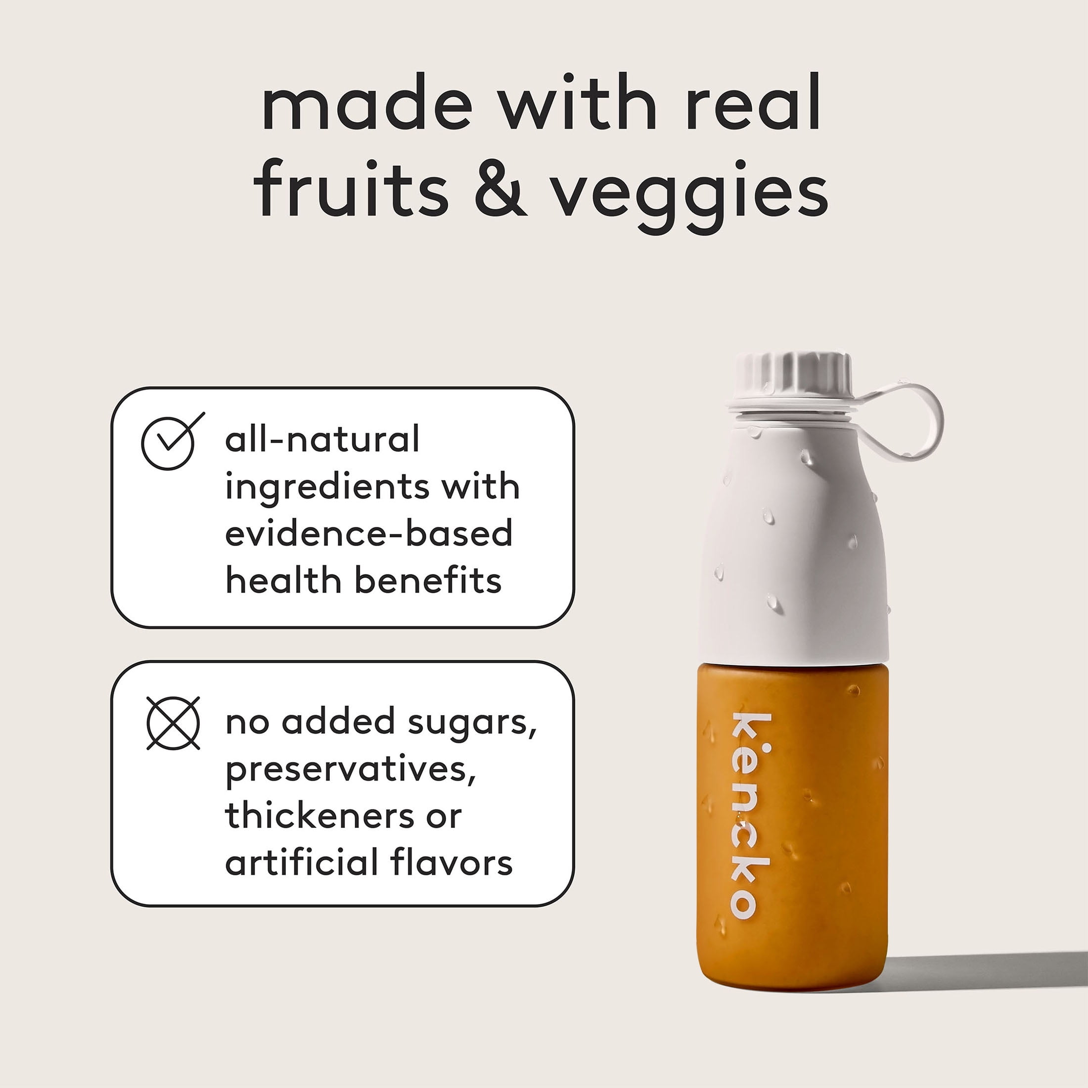 Kencko Peaches Organic Instant Fruit & Veggie Smoothies, Powdered Drink Mix, .78 oz, 4 Pack