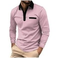 thumbnail image 2 of Long Sleeve Golf Shirts for Men Business Casual Button Collared T-Shirts Mens Pullover Color-Block Breathable Athletic Workout Tees Tops, 2 of 6