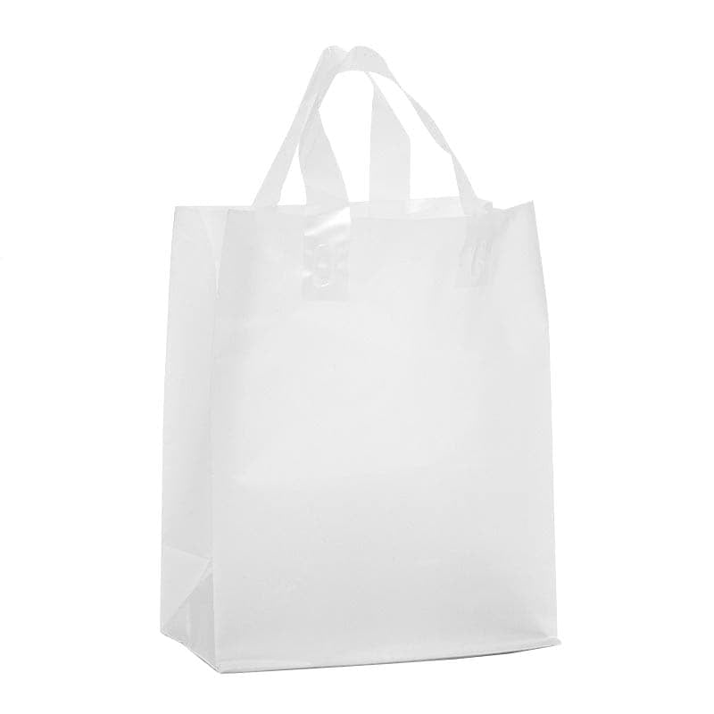Plastic Bags with Handles 16" X 12" Clear Frosted 3 mil Thick