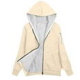 thumbnail image 3 of Fleece Lined Jacket for Women 2025 Winter Oversized Long Sleeve Plain Zip Up Hooded Coat with Pockets Outerwear, 3 of 5