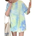 thumbnail image 4 of Douhoow Women Tie-dye T-shirts Short Sleeve O-neck Loose Tees Summer Casual Tops, 4 of 5