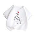 thumbnail image 3 of Girls Short Sleeve T Shirts Kids Cute Graphic Summer Tops Crewneck Basic Graphic Tees,X3-White,9-10 Years, 3 of 5