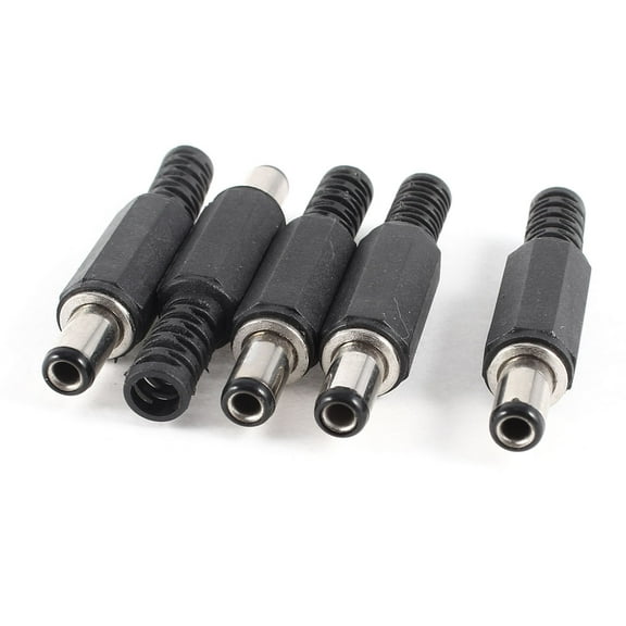 Unique Bargains 5 Pcs DC Cable Jack Power Supply Male Connector 5.5mmx2.5mm