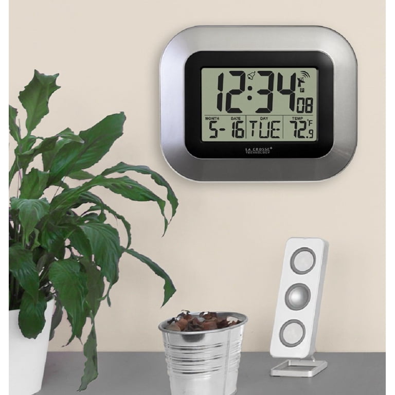 La Crosse WT-8005U-S Atomic Digital Wall Clock with Indoor Temp