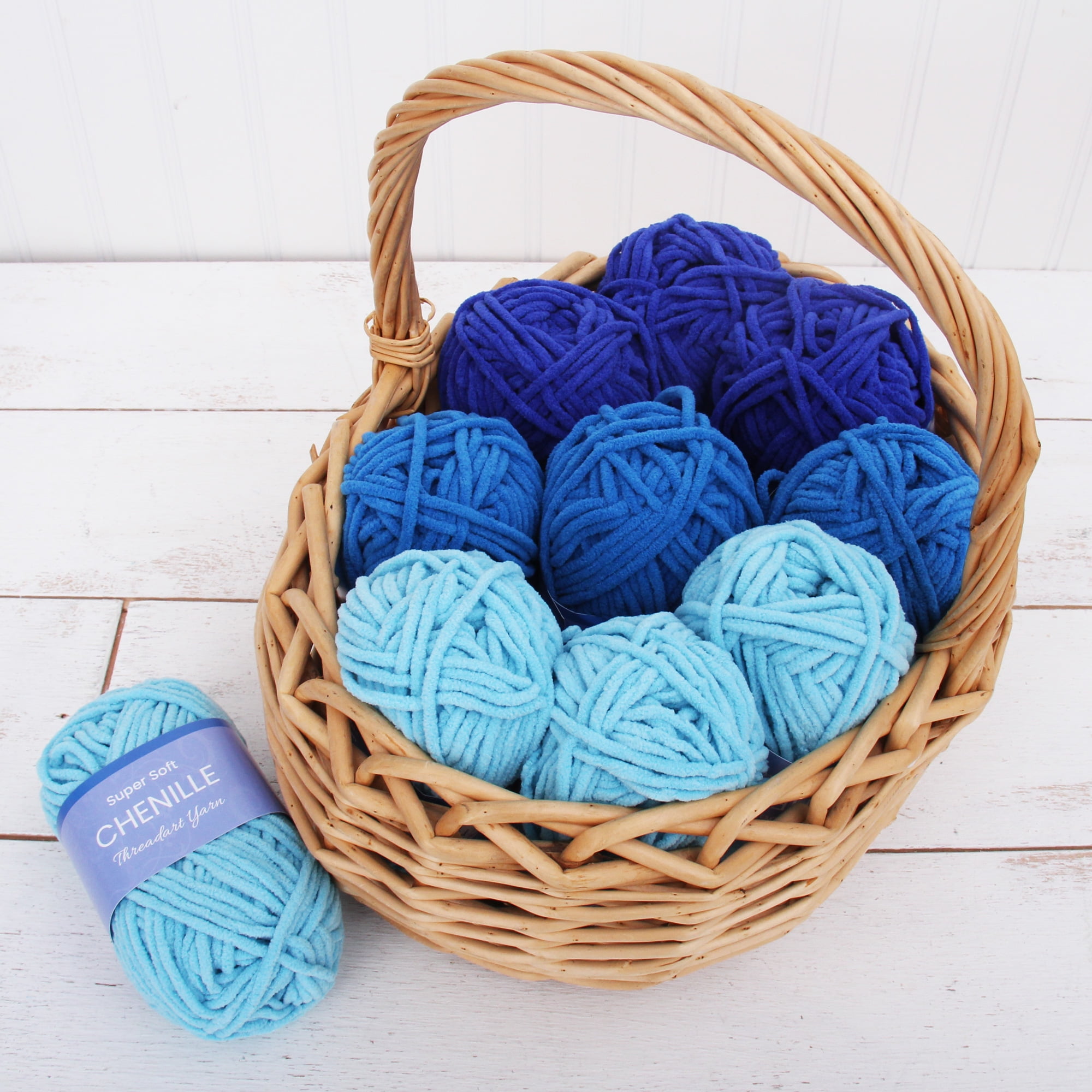 ThreadArt Chenille Yarn Set for Crocheting, Knitting, Amigurumi, Super Soft Plush Velvet Yarn - Bright Colors - Pack of 5 Skeins - 50 Gram 60 yds #5 Fluffy Yarn Skeins - Plush Yarn