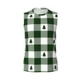 thumbnail image 6 of Lsque Green White Lumberjack Plaid Print Men's Cotton Blend Sleeveless Muscle Shirts (S-3XL)- Moisture Wicking, Odor Protection, UPF 30+,XX-Large, 6 of 8