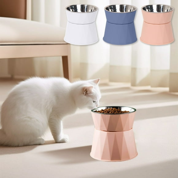 Plato Elevado para Comida de Gato | Plato de Plástico con Patas Altas para Gatos y Perros Pequeños | Diseño para Alivio de Bigotes | Altura Ergonómica que Soporta Cuello y Columna | Base Estable
