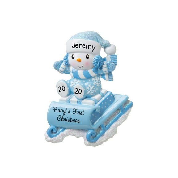 Ornaments by Elves Personalized Sled Baby Boy Ornament Holiday Keepsake Christmas Decorations 0.25lbs