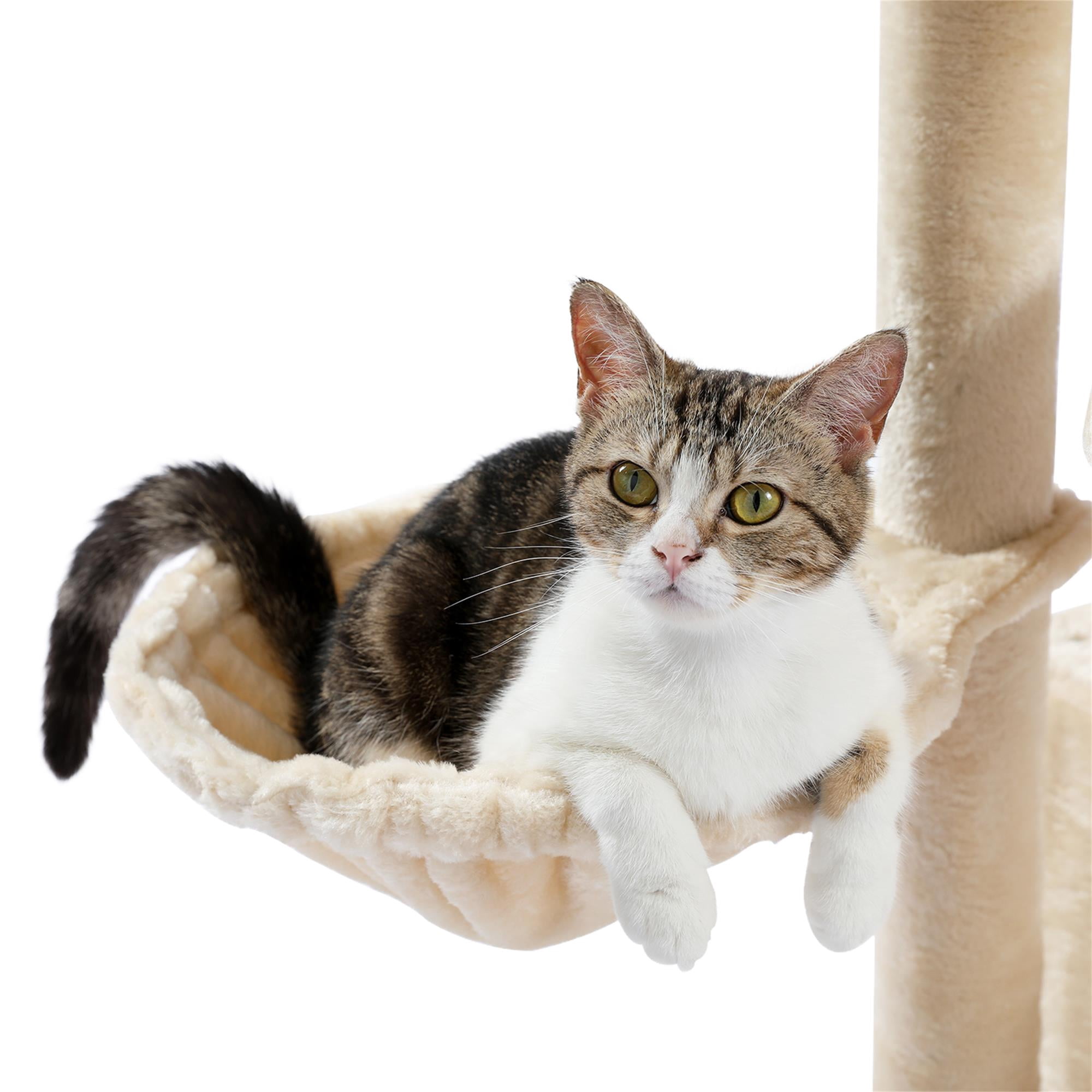 resenkos 44" Cat Tree Tower for Indoor Cats, Cat Condo Dangling Ball Cat Furniture Activity Center Play House, Beige