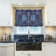 thumbnail image 5 of Yayeee Kitchen Curtains Light Filtering 27"x24" Rod Pocket Short Cafe Window Panel, Blue Fireworks Pattern, 5 of 7