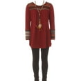 thumbnail image 2 of Little Girls 3 Pieces Girl Pant Set Long Sleeve Top Necklace Legging Winter Clothing Set Burgundy 4 (J21KS49S), 2 of 4