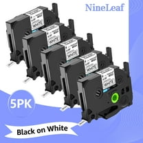 NineLeaf 5 Pack Compatible for Brother P-touch TZe-221 TZe221 TZ-221 TZ221 9mm 3/8 White Laminated Label Tape 0.35" x 26.2 ft (9mm x 8m)