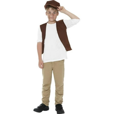 Smiffys Kids Victorian Boys Newsie Costume Hat Vest Kit Child
