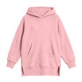 thumbnail image 3 of Jalioing Girls Long Hoodies Oversized Long Sleeve Side Slit Pullover Tops Fashion Solid Hooded Sweatshirt with Pocket, 3 of 7