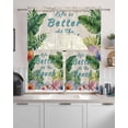 thumbnail image 2 of Summer Tropical Palm Leaf Kitchen Curtains Sets 24 Inch Length with Valance, Floral Coastal Starfish Retro Swag Valances and Tiers Curtain Set Drapes Swag Curtains for Living Room, Bathroom, Bedroom, 2 of 6