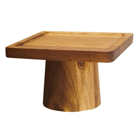 IDEANATEGRATE Khaki Square Cake Stand 1Set Wooden Material For Weddings 6x6x3.7in