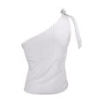 thumbnail image 5 of YUEJUIR Womens Tank Tops Women's Summer One Shoulder Tie Up Bow Solid T Shirt off The Shoulder Slim Tops Tank Top for Women Womens Summer Tops Dressy Tank Tops for WomenWhite, 5 of 5