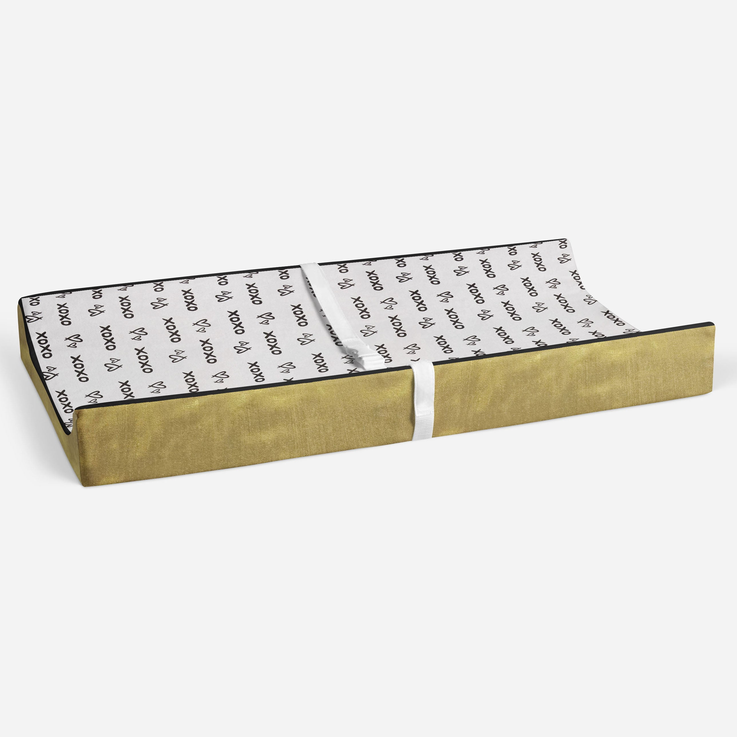 Bacati - Love Aztec Black/Gold Neutral Quilted Changing Pad Cover