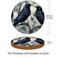 thumbnail image 3 of Crow 6PCS Round Microfiber Leather Drink Coasters, 11x11 cm/4.3x4.3 in, Set of 6 Coasters for Table and Decoration, 3 of 6