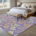 thumbnail image 4 of Abstract Flowers Large Area Rugs 6x9 ft Orange Yellow Dandelion Lavender Floral Plant Leaf Purple Washable Rug Non Slip Indoor Carpet Absorbent Floor Mat for Living Room Bedroom Dining Room, 4 of 9