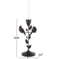 thumbnail image 3 of 7" x 14" Black Polystone Perching Bird Sculpture with Leaf Vine and Copper Shading, by DecMode, 3 of 9