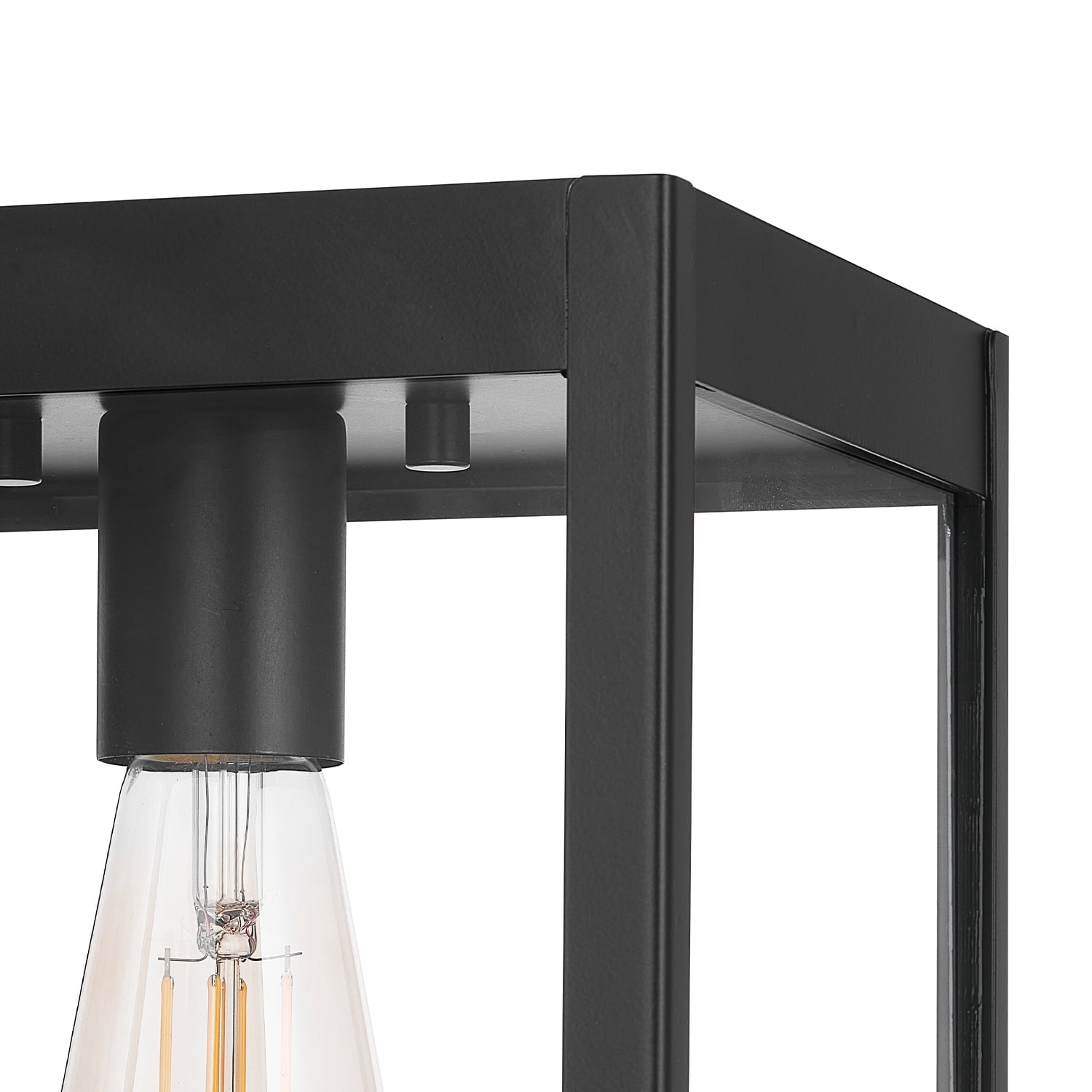 Globe Electric Sasha 1-Light Matte Black Outdoor Flush Mount Ceiling Light with Clear Glass Shade