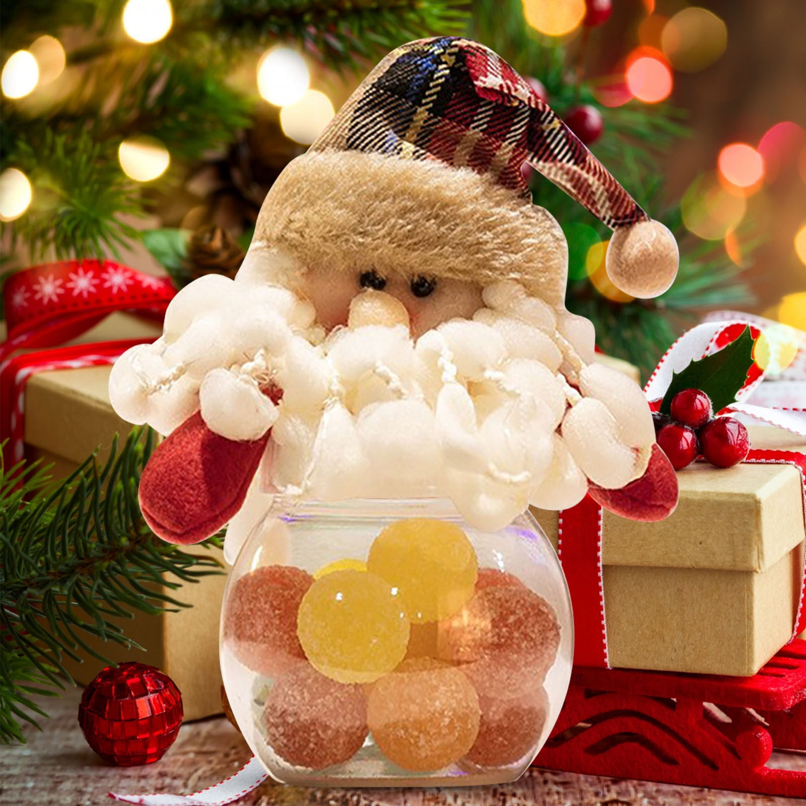 Christmas Holiday Decoration Candy Mason Jars Santa, Snowman, Christmas  Themed Centerpiece Snowglobe 