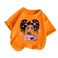 thumbnail image 2 of Kids Girls Casual Short Sleeve Crew Neck T Shirts Print Basic Top Blouses Dressy Casual Loose Fit Comfy Going Out T-Shirts Orange 8-9 Years, 2 of 3