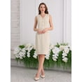 thumbnail image 2 of DARING DIVA Tweed Sleeveless V Neck Elegant Bodycon Pencil Dress XL Beige, 2 of 6