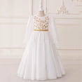 thumbnail image 2 of MKOSPLRT Robe Maxi Brodée à Manches Longues Bouffantes pour Filles Musulmanes, Robe de Fête Islamique Modeste pour Enfants 4-8 Ans, 2 of 9